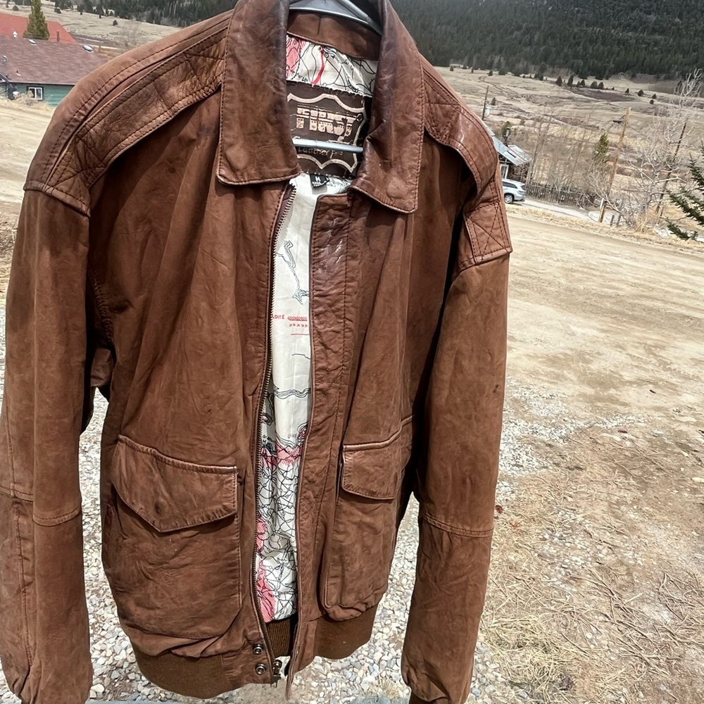 First Genuine Leather- brown bomber